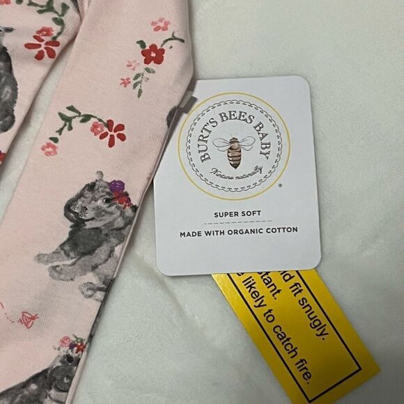 Burt’s Bees Baby Floral Hippo Romper Pajama’s  Size 18 Months - Picture 9 of 11